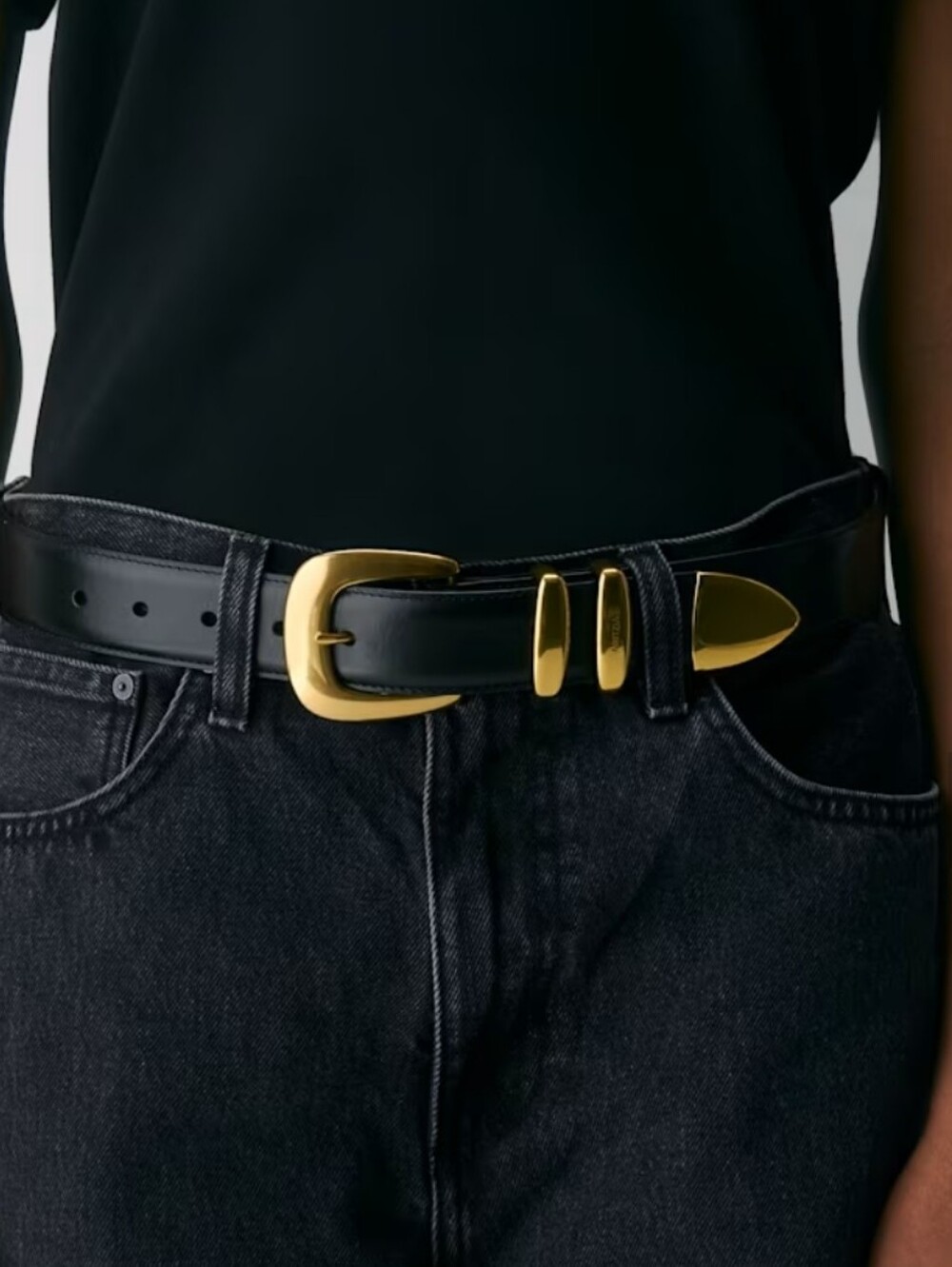 Aritzia Legendary Brass Black Suede Wide Belt